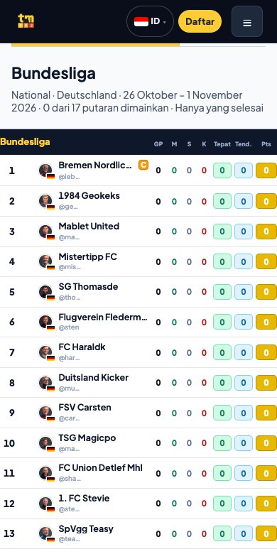 Klasemen: Di ponsel Anda